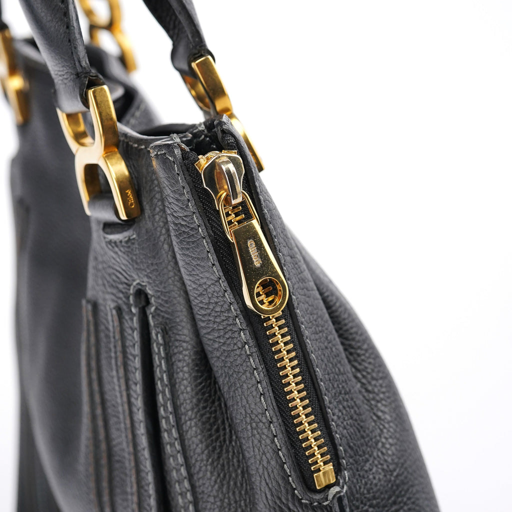 Black Leather Marcie Shoulder Bag