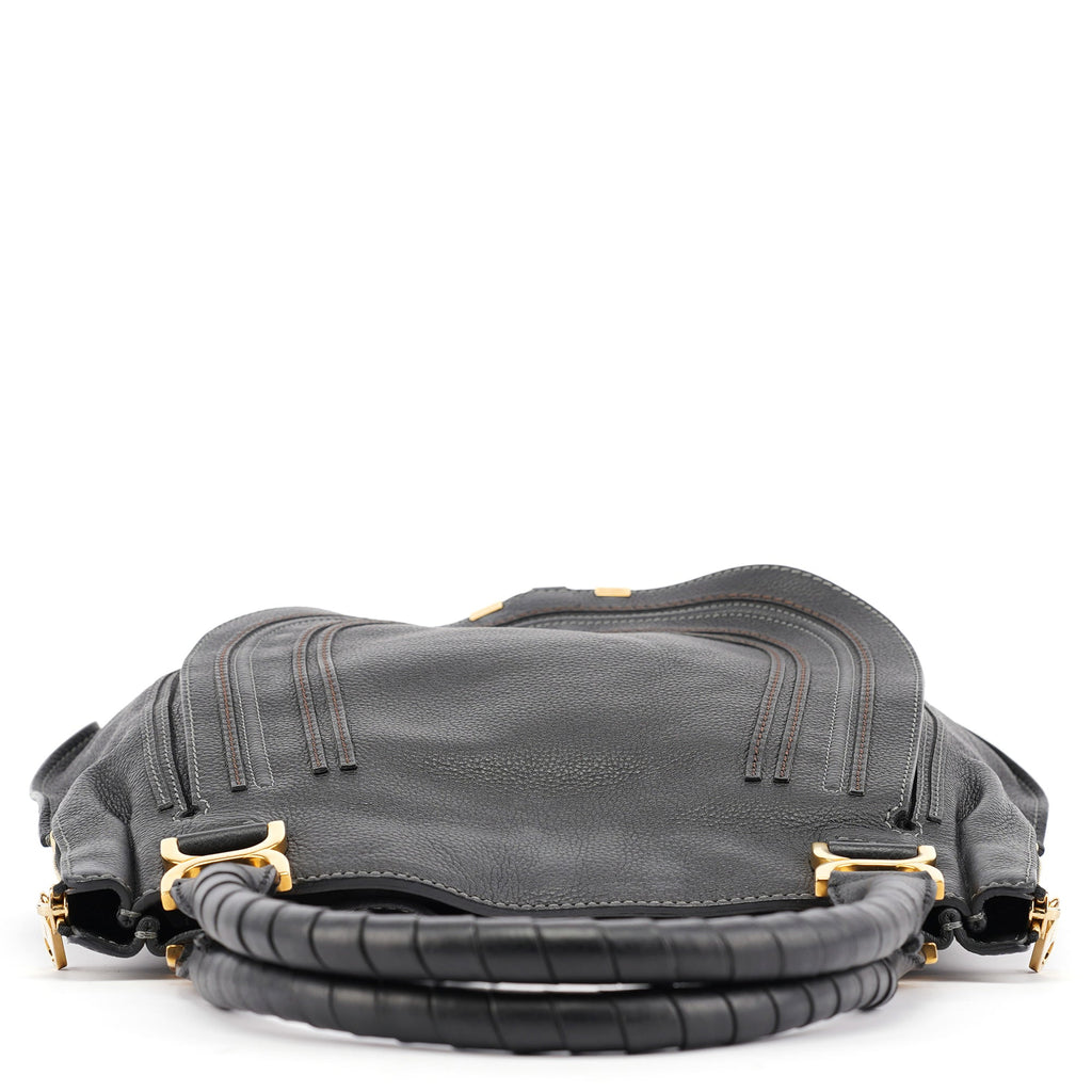 Black Leather Marcie Shoulder Bag