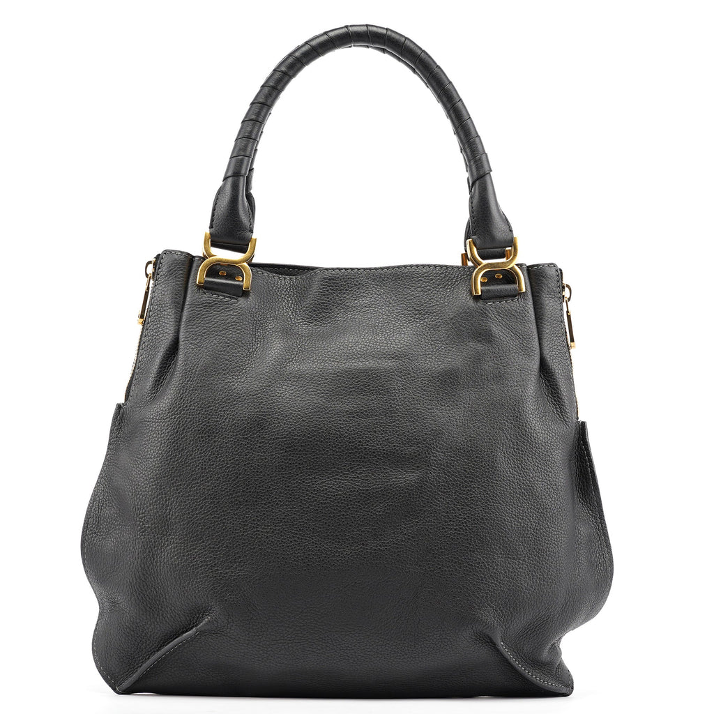 Black Leather Marcie Shoulder Bag