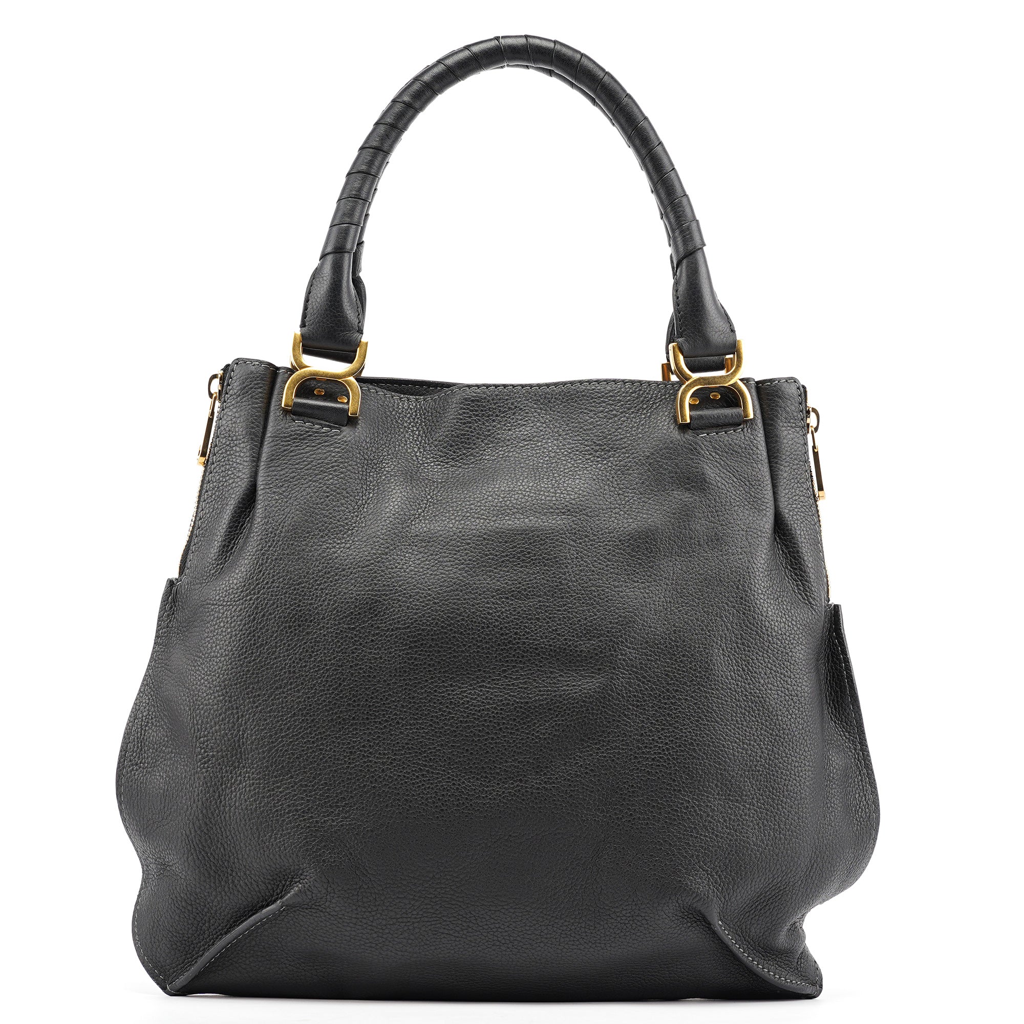 Black Leather Marcie Shoulder Bag