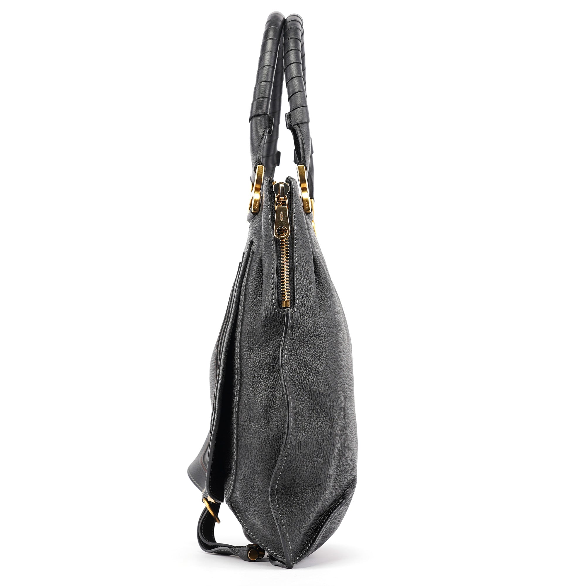 Black Leather Marcie Shoulder Bag