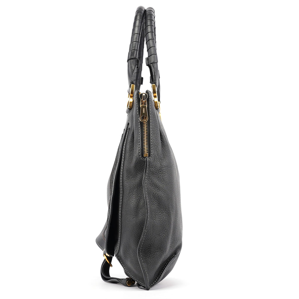Black Leather Marcie Shoulder Bag