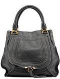 Black Leather Marcie Shoulder Bag