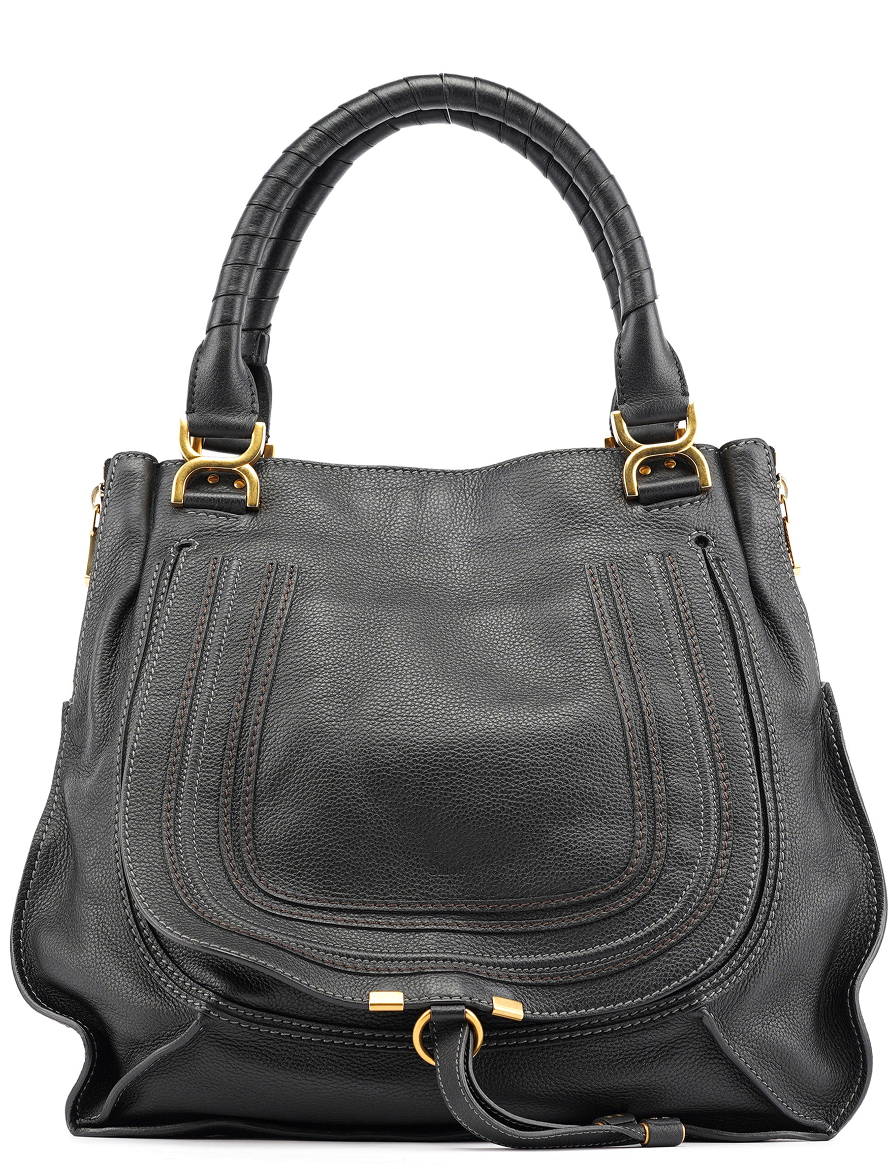 Black Leather Marcie Shoulder Bag