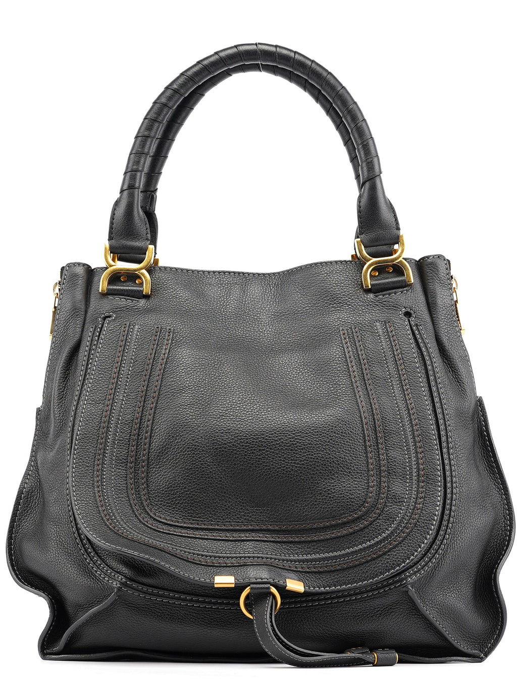 Black Leather Marcie Shoulder Bag