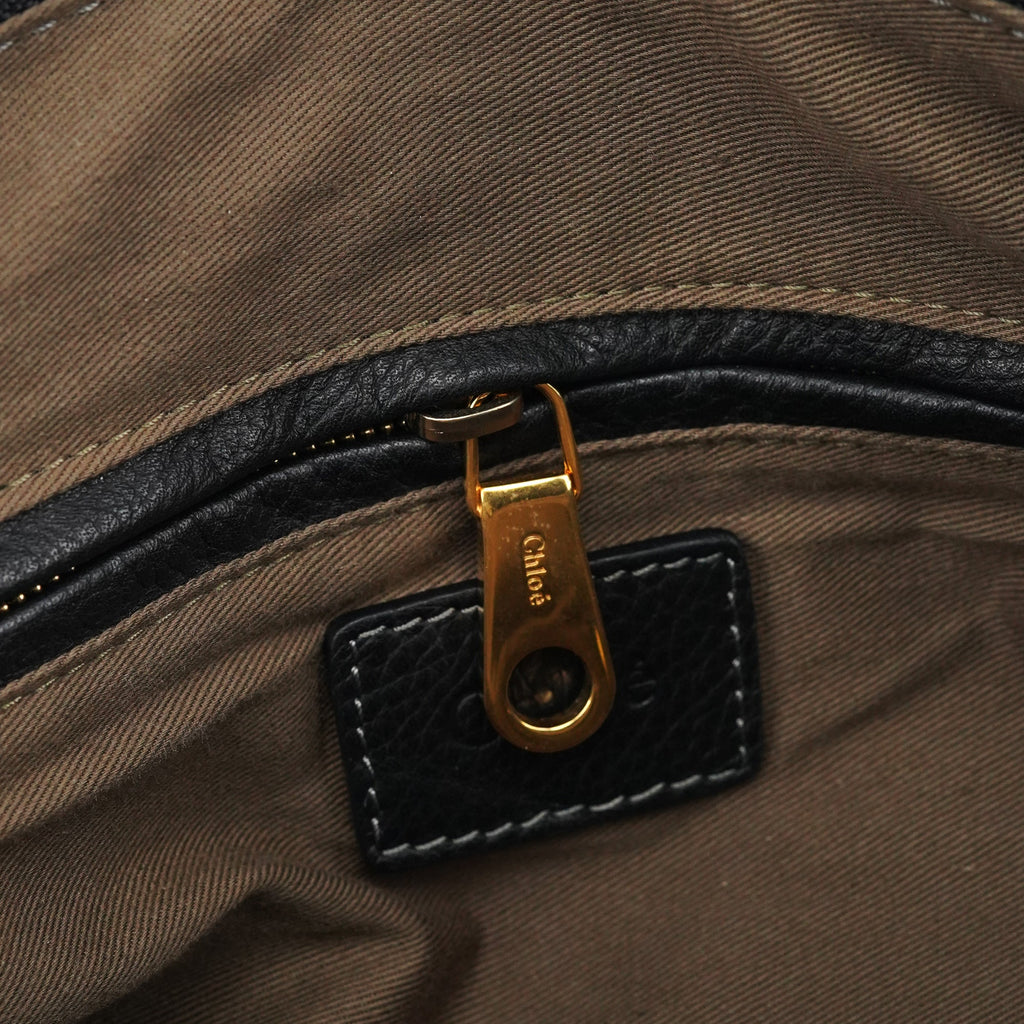 Black Leather Marcie Shoulder Bag