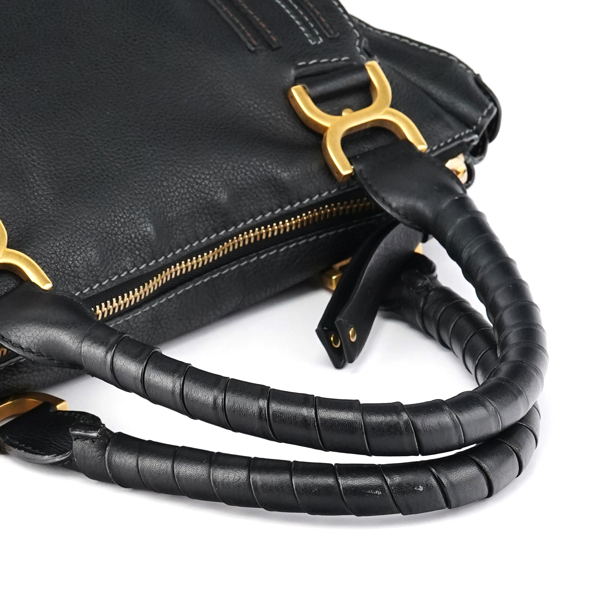 Black Leather Marcie Shoulder Bag