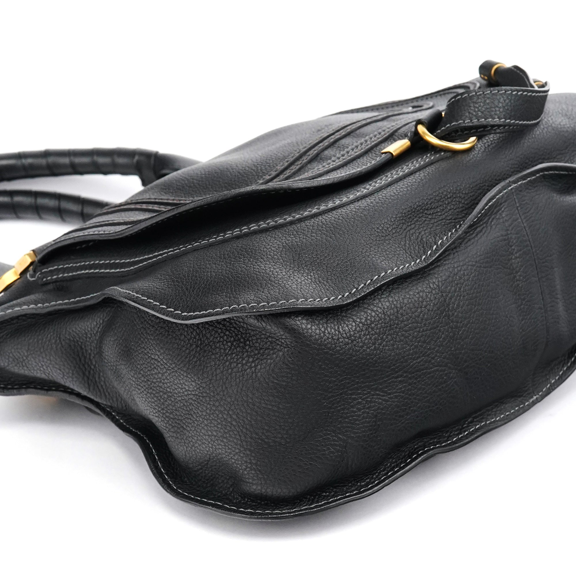 Black Leather Marcie Shoulder Bag