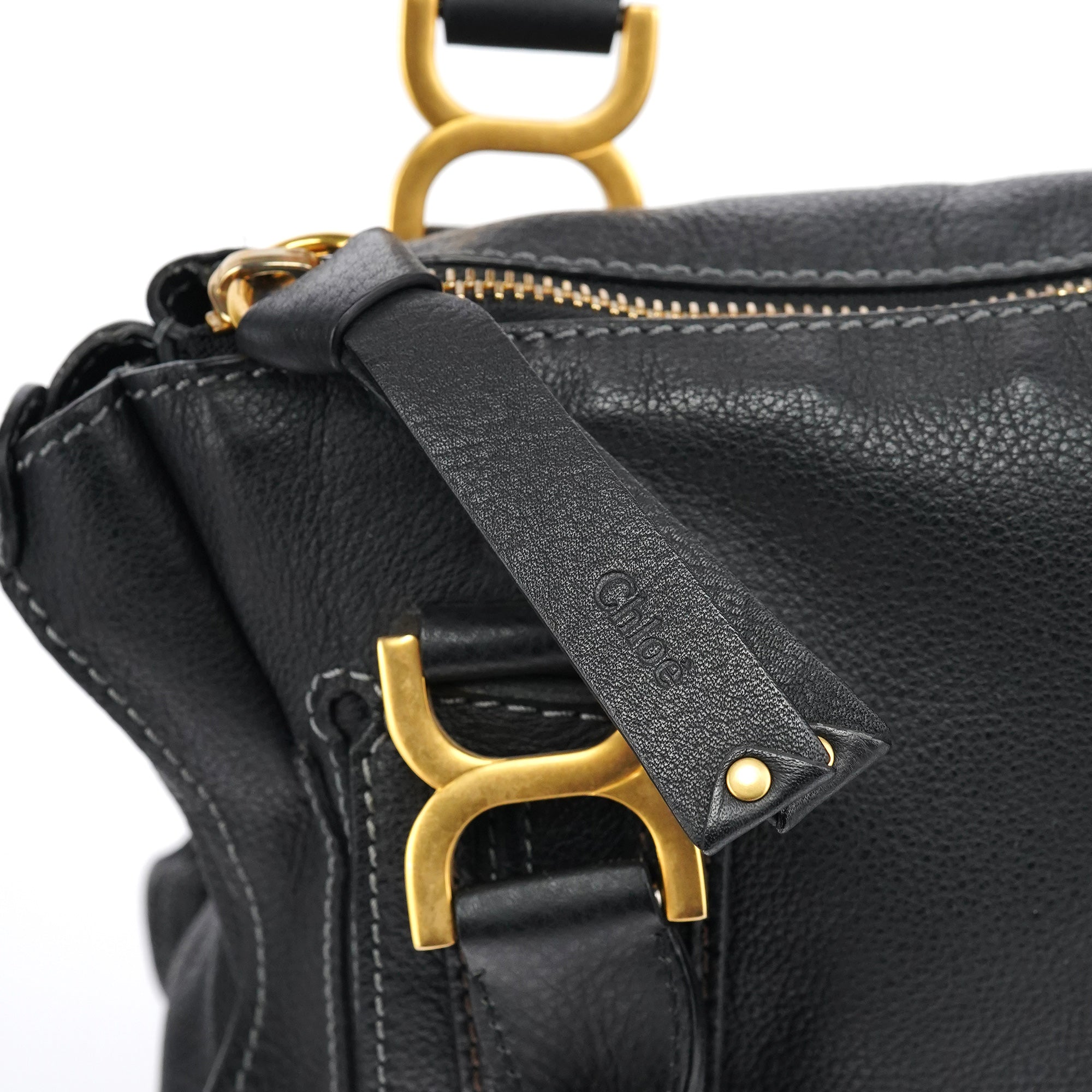 Black Leather Marcie Shoulder Bag