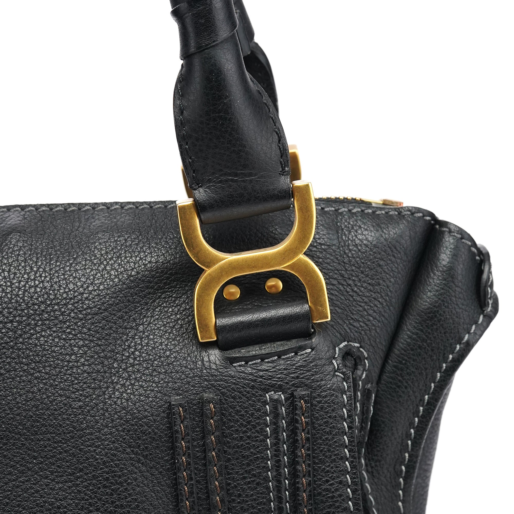 Black Leather Marcie Shoulder Bag