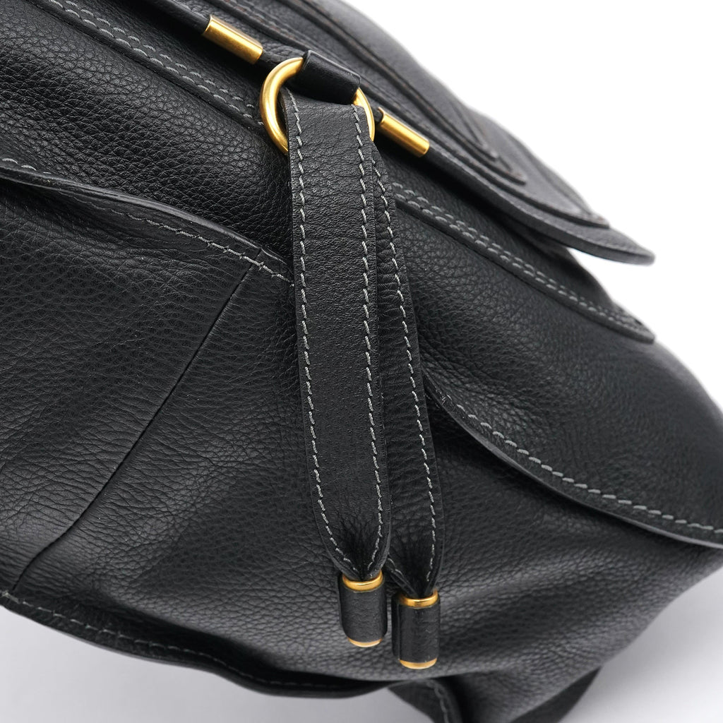 Black Leather Marcie Shoulder Bag