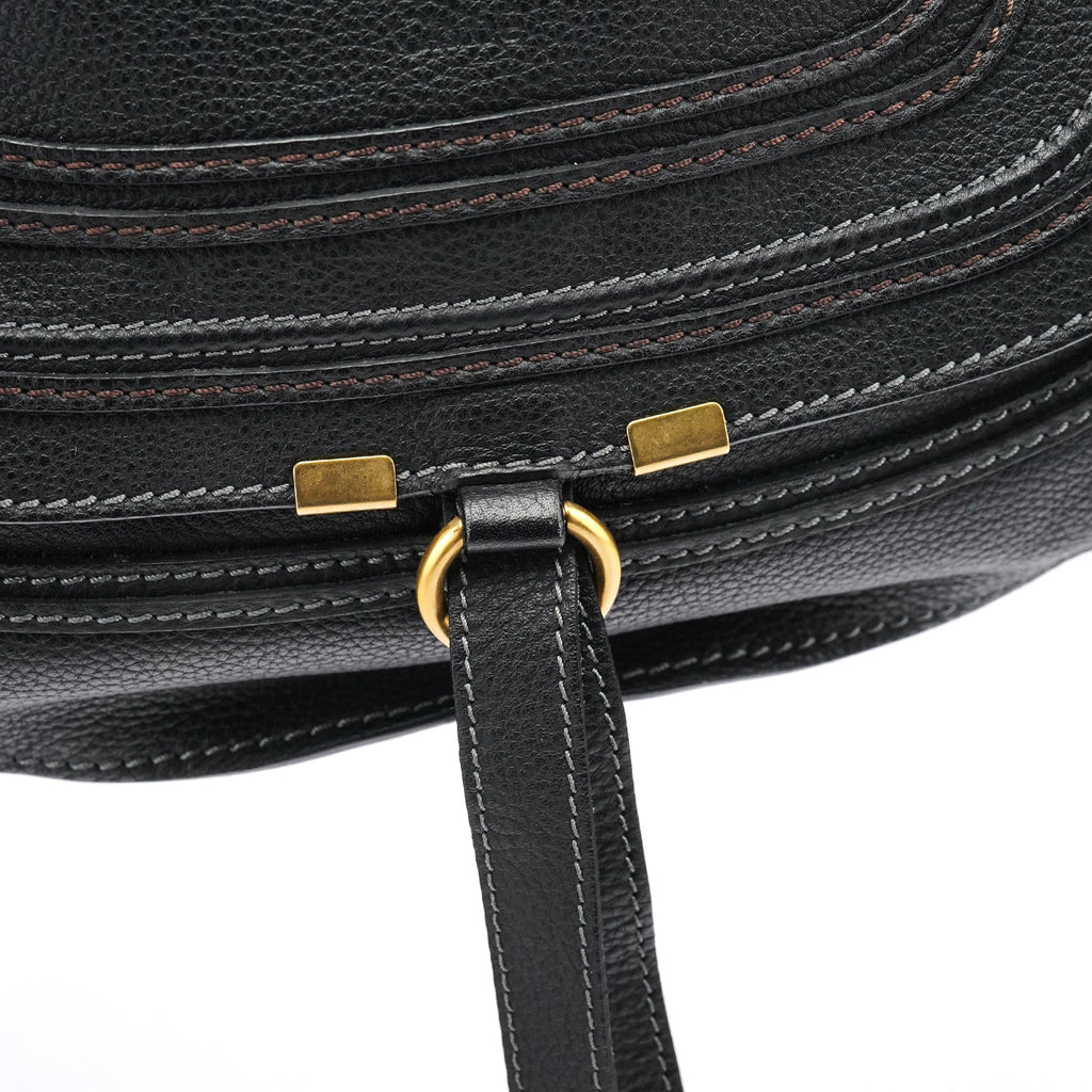 Black Leather Marcie Shoulder Bag