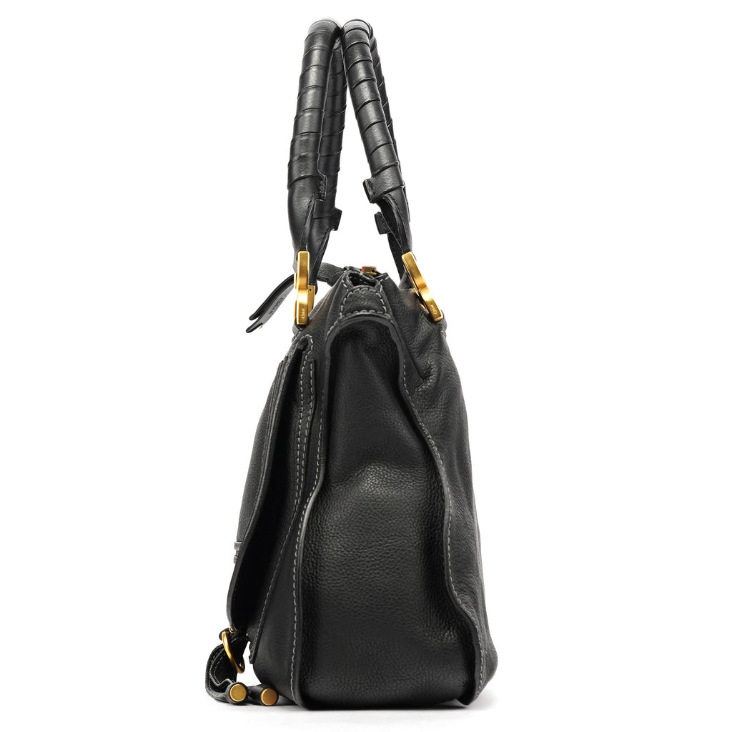 Black Leather Marcie Shoulder Bag