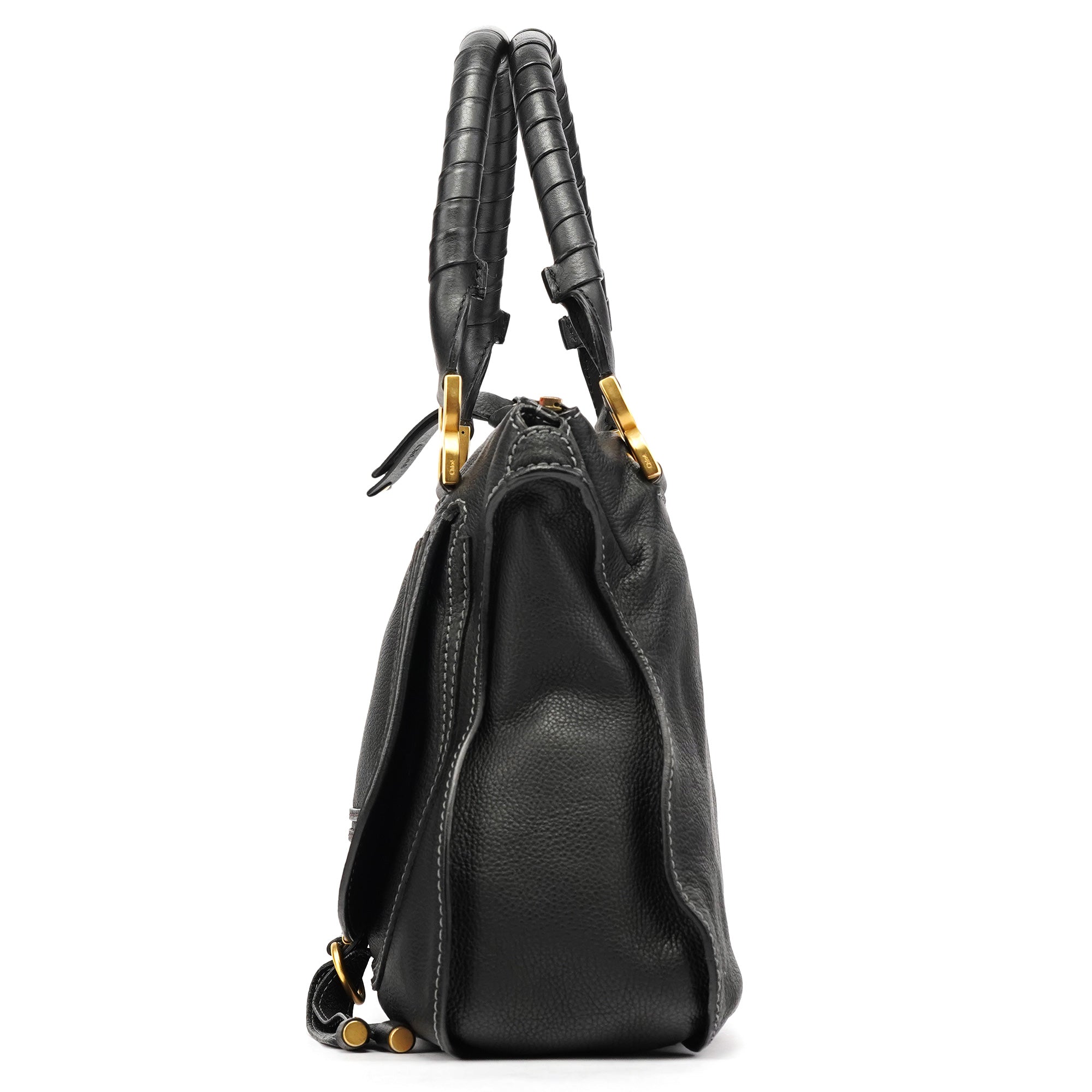 Black Leather Marcie Shoulder Bag