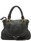 Black Leather Marcie Shoulder Bag