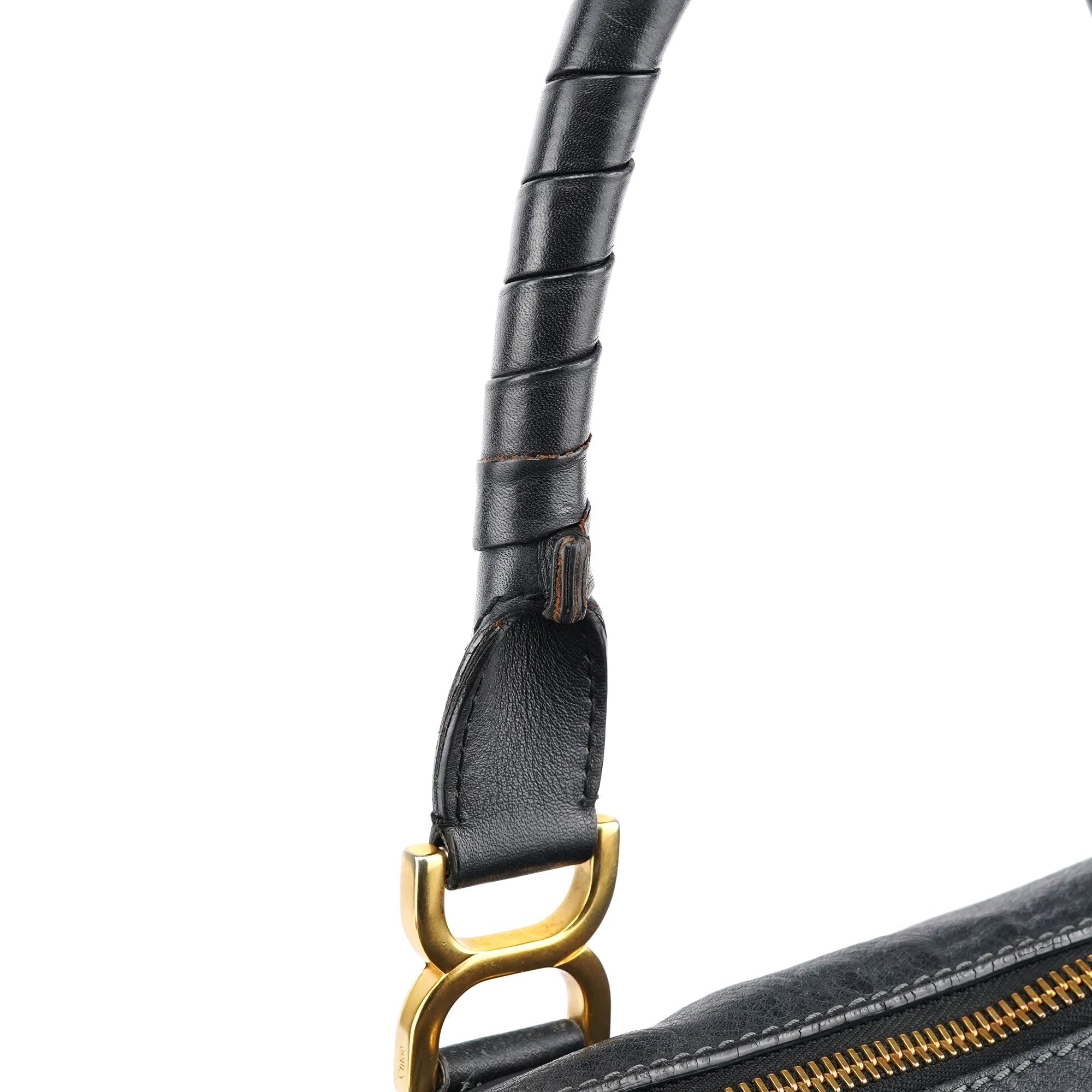 Black Leather Marcie Shoulder Bag