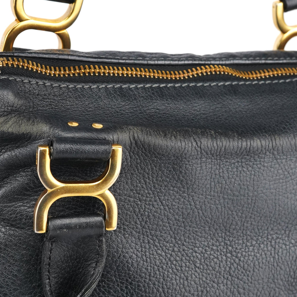 Black Leather Marcie Shoulder Bag