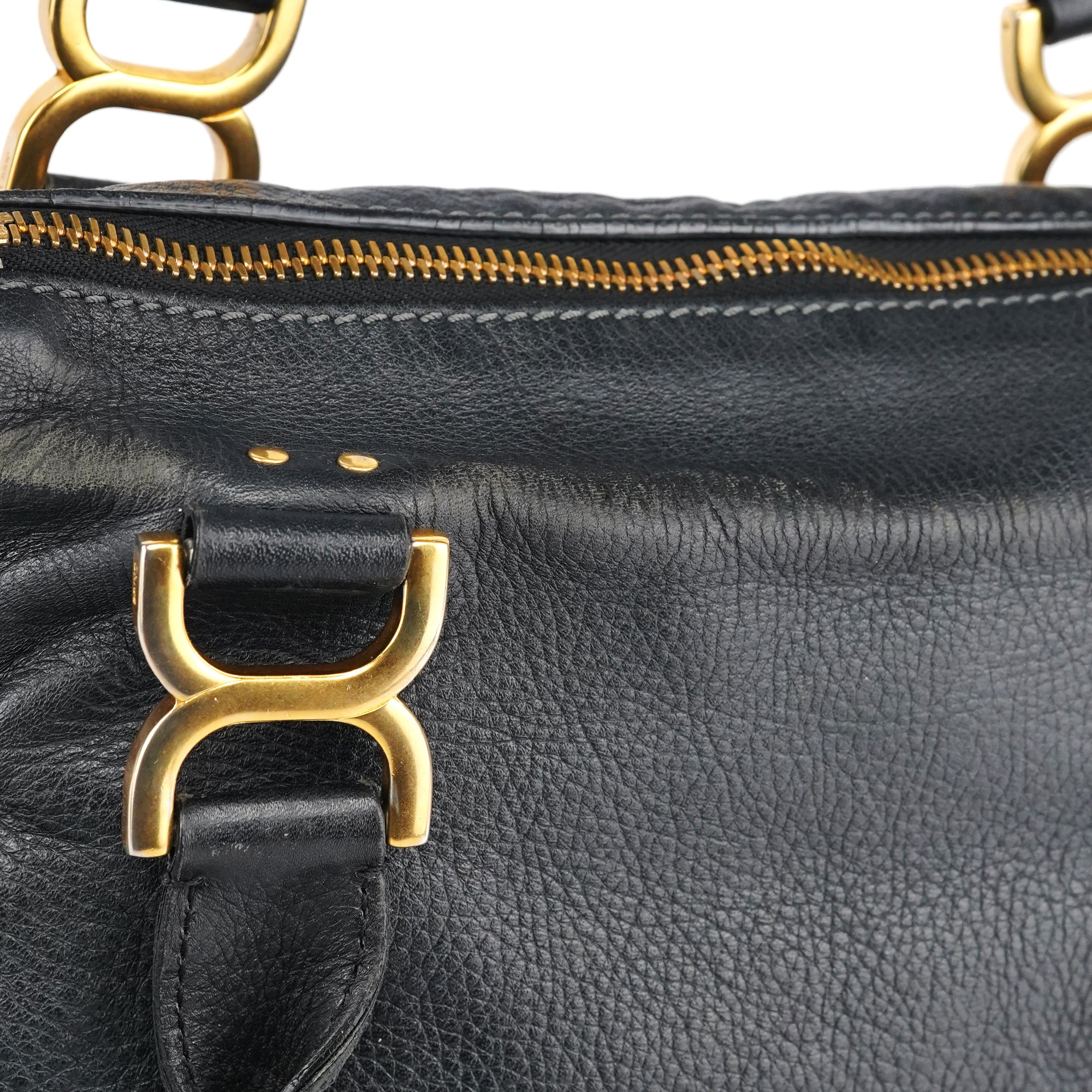 Black Leather Marcie Shoulder Bag