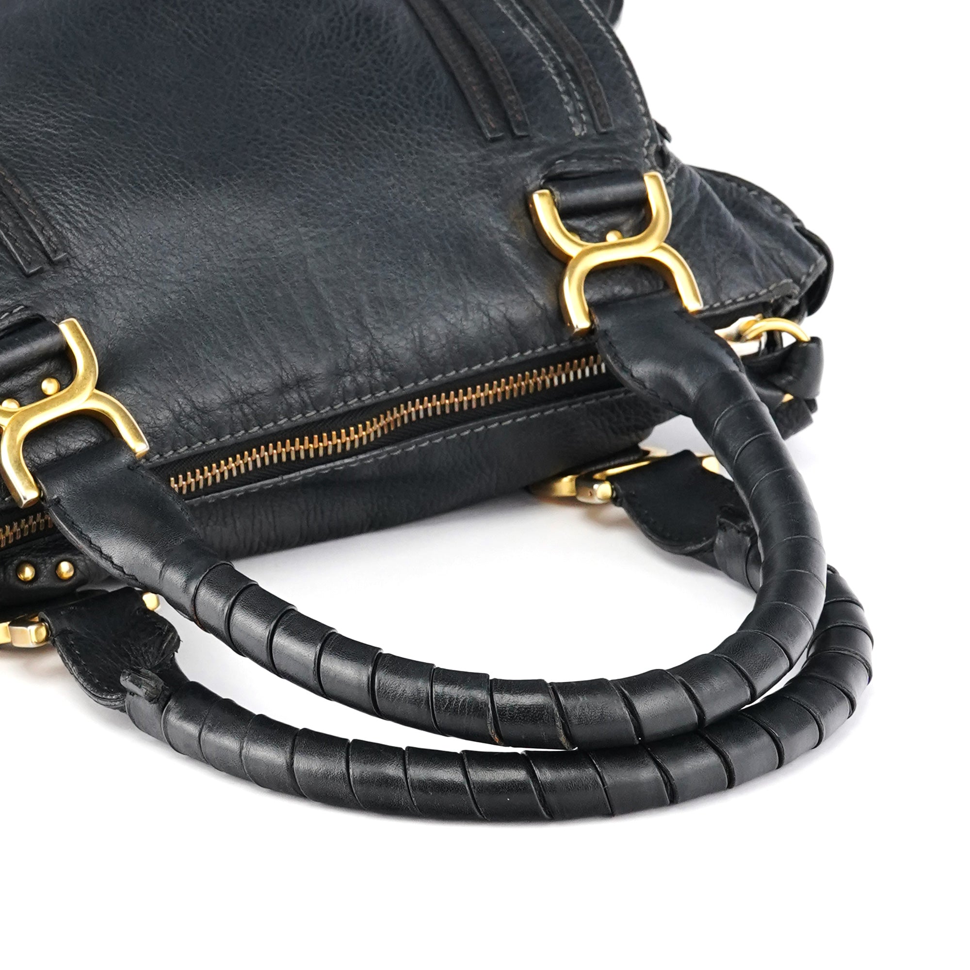 Black Leather Marcie Shoulder Bag