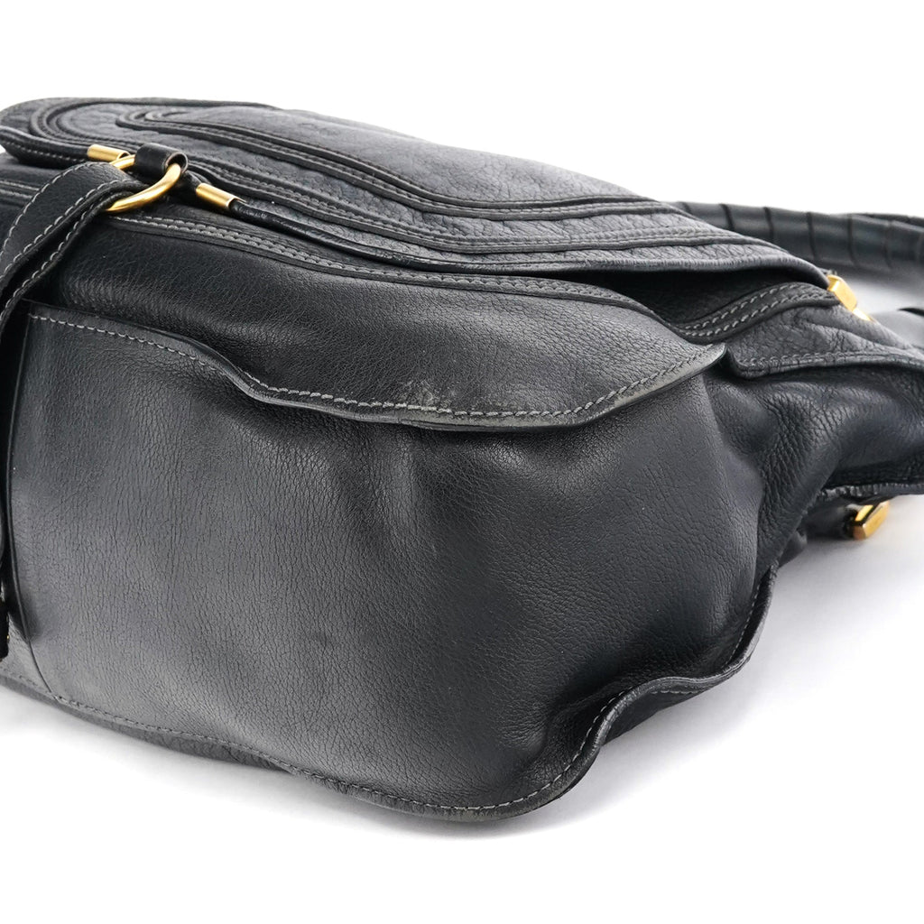 Black Leather Marcie Shoulder Bag
