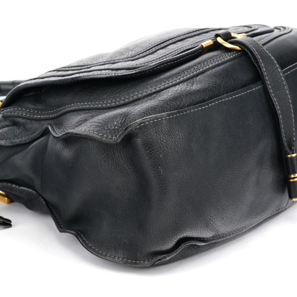 Black Leather Marcie Shoulder Bag