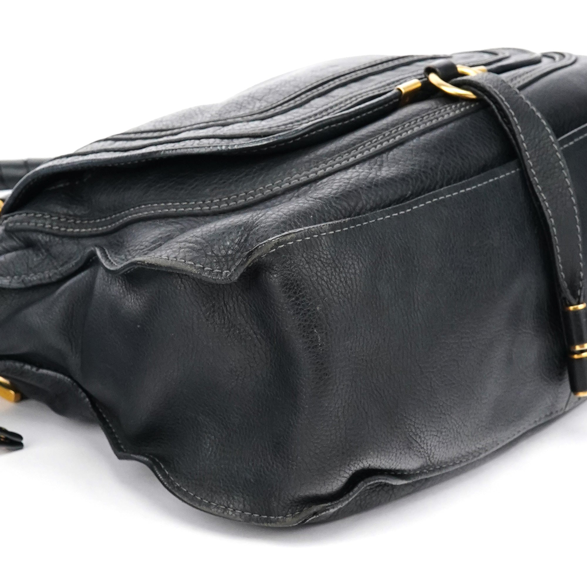 Black Leather Marcie Shoulder Bag