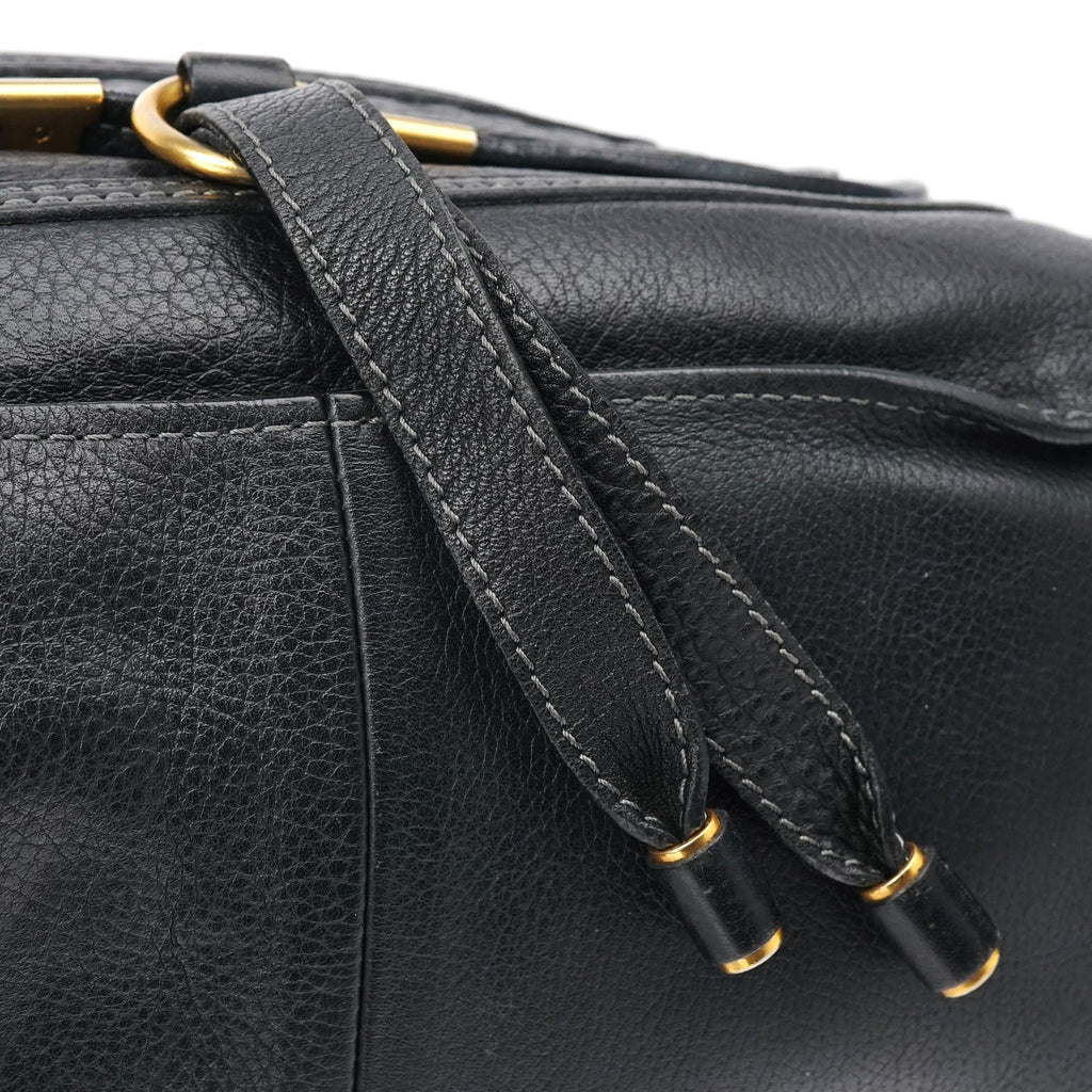 Black Leather Marcie Shoulder Bag
