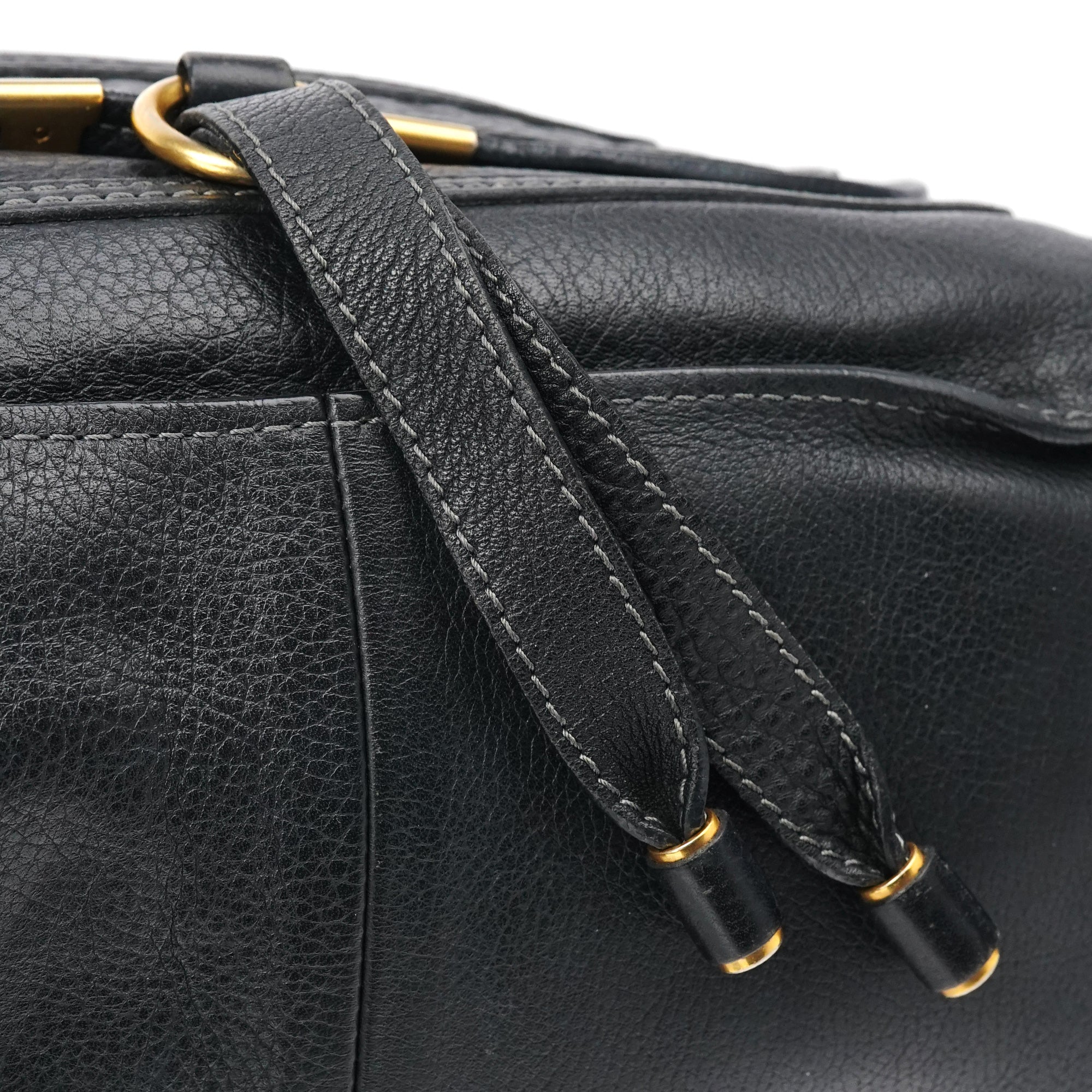 Black Leather Marcie Shoulder Bag