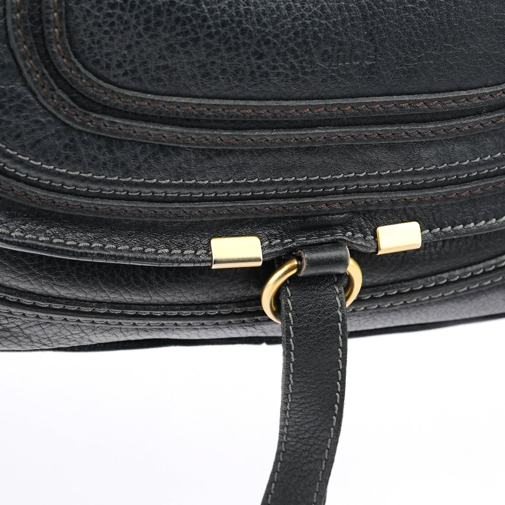 Black Leather Marcie Shoulder Bag