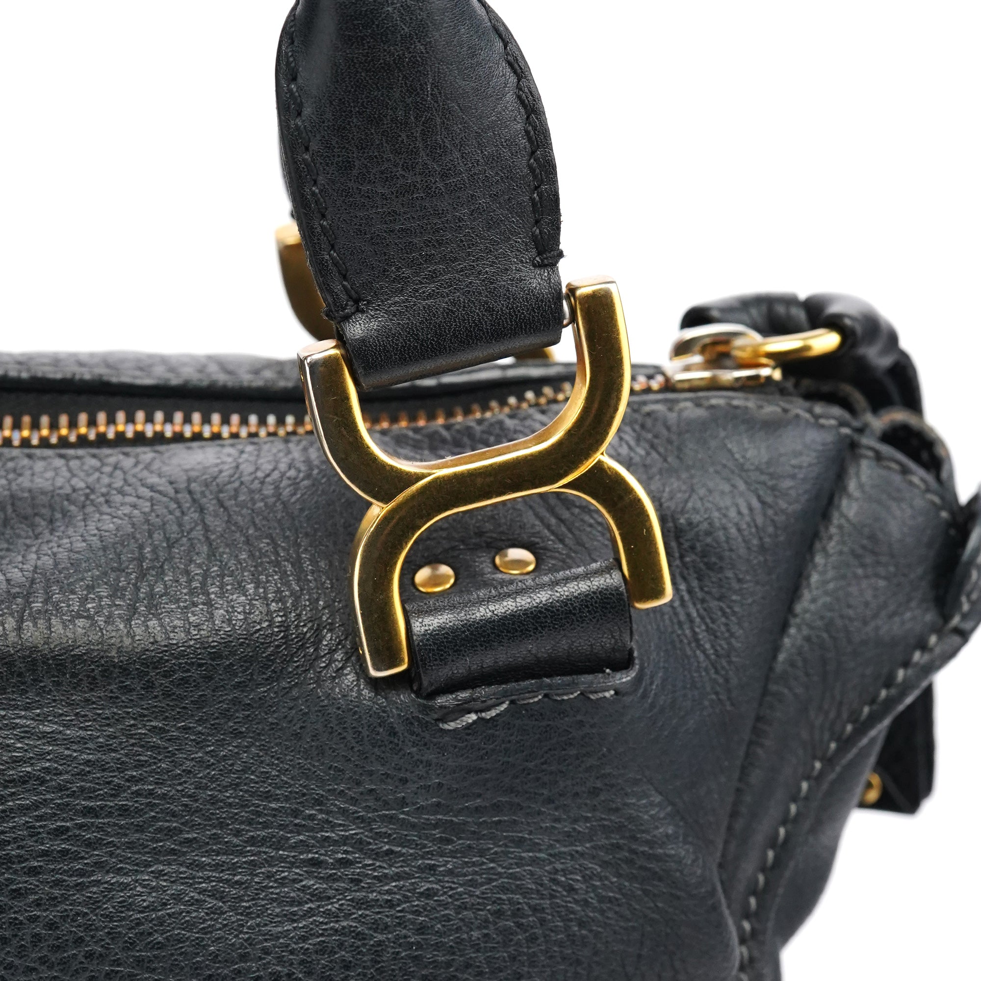 Black Leather Marcie Shoulder Bag