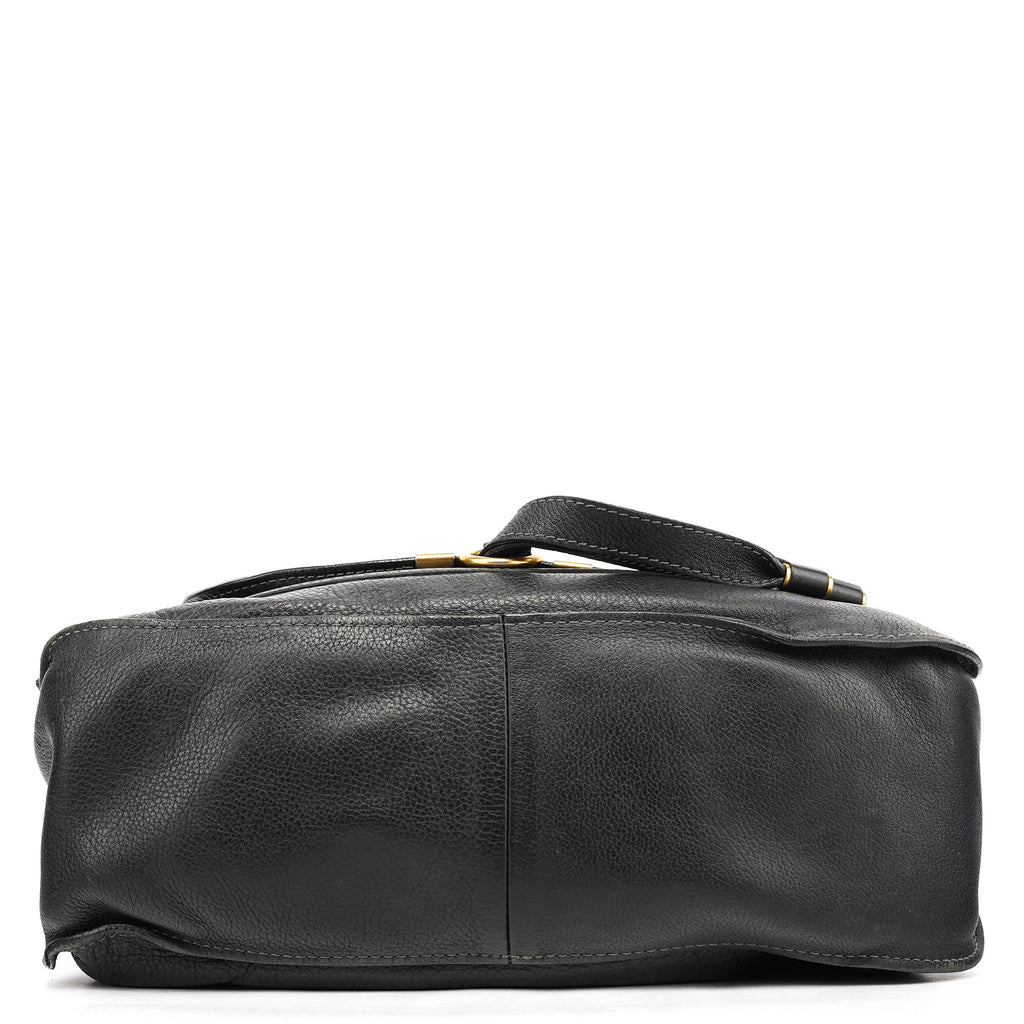 Black Leather Marcie Shoulder Bag