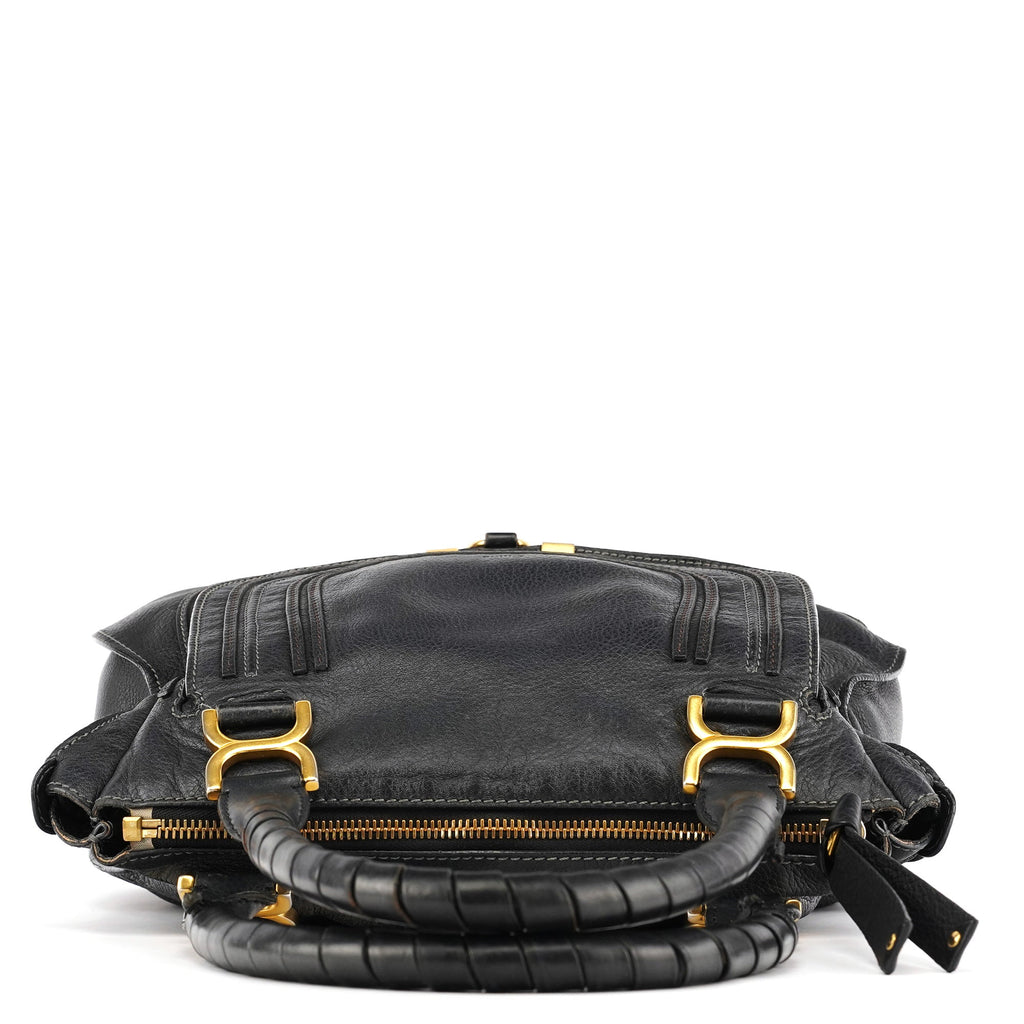 Black Leather Marcie Shoulder Bag