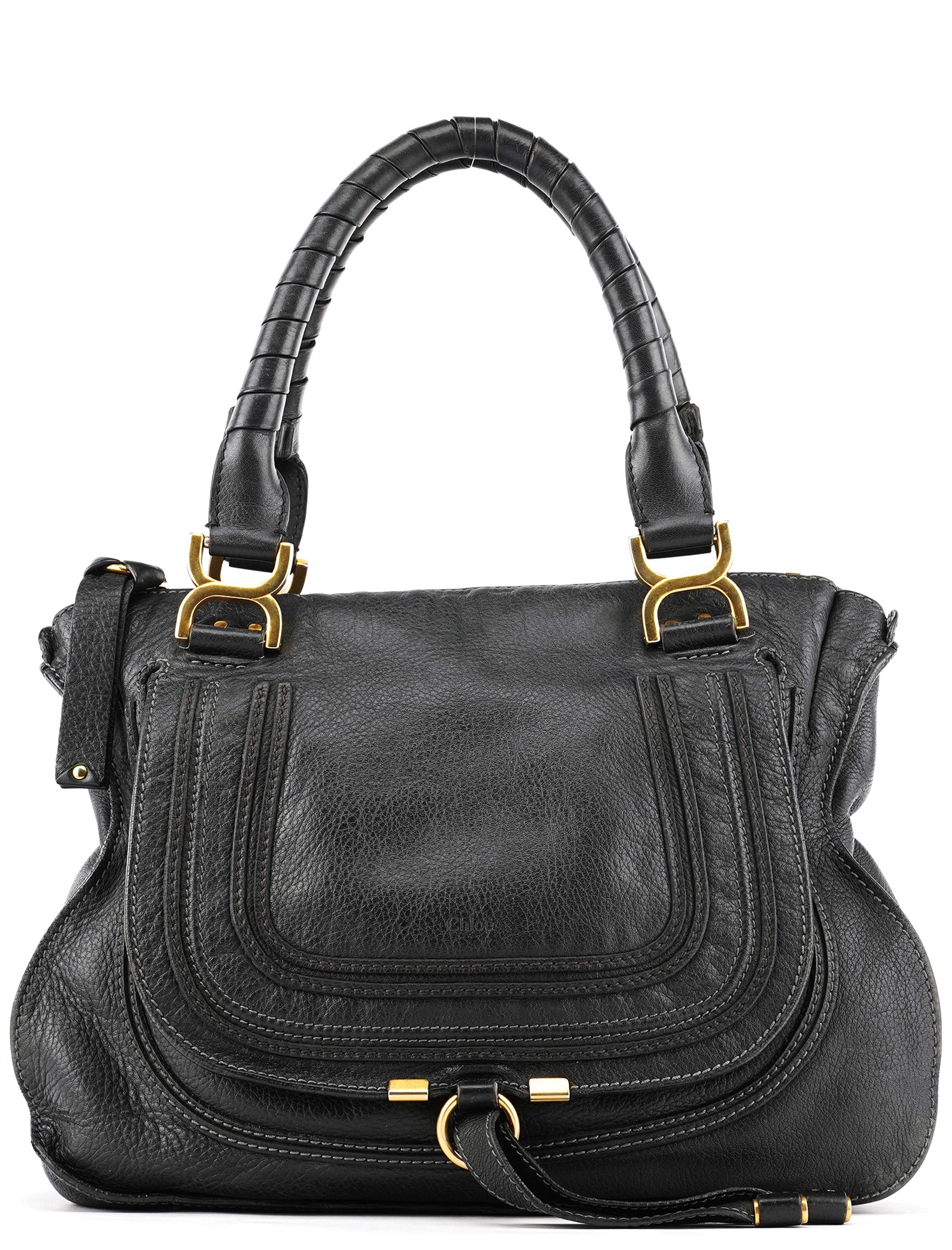 Black Leather Marcie Shoulder Bag