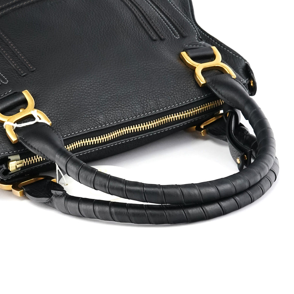 Black Leather Marcie Shoulder Bag
