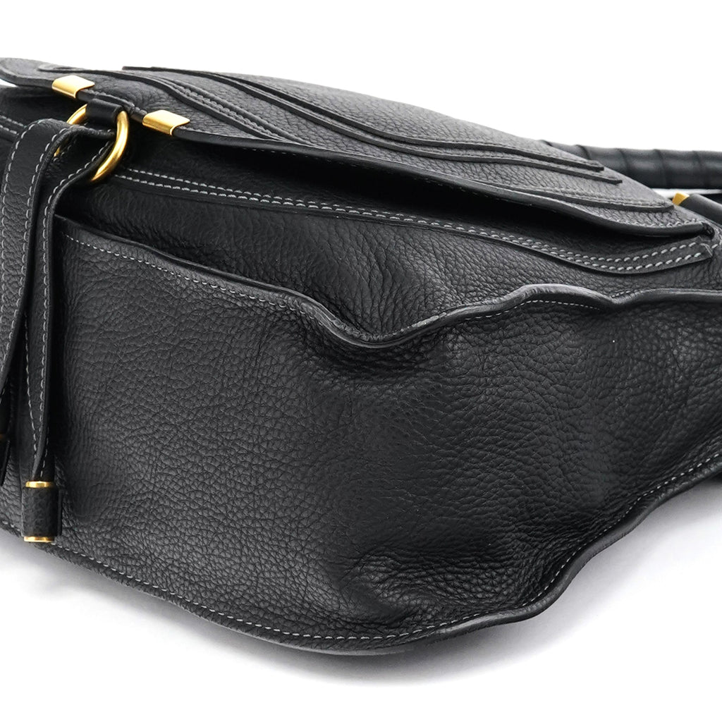 Black Leather Marcie Shoulder Bag