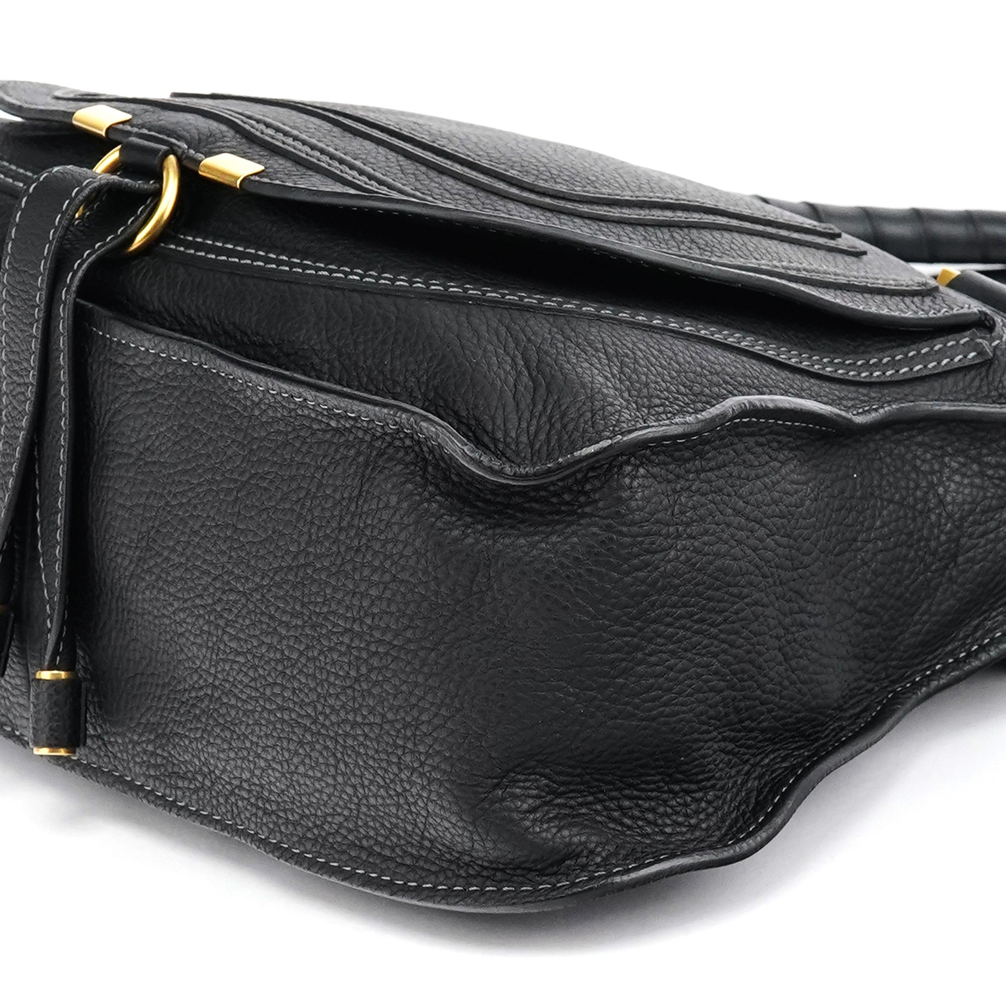 Black Leather Marcie Shoulder Bag