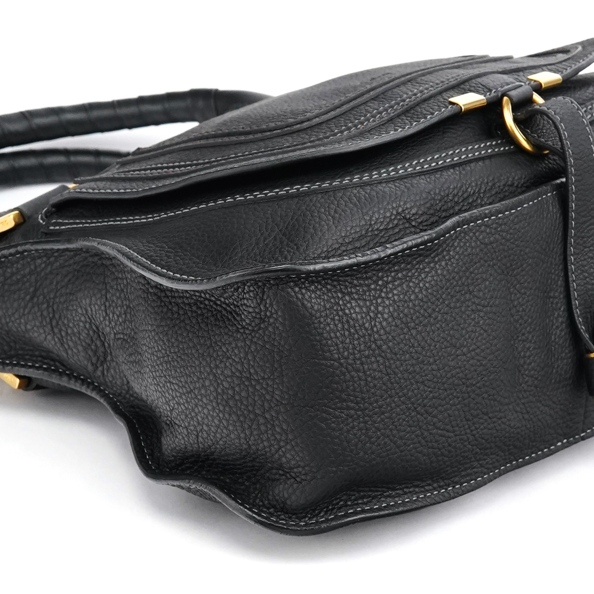 Black Leather Marcie Shoulder Bag