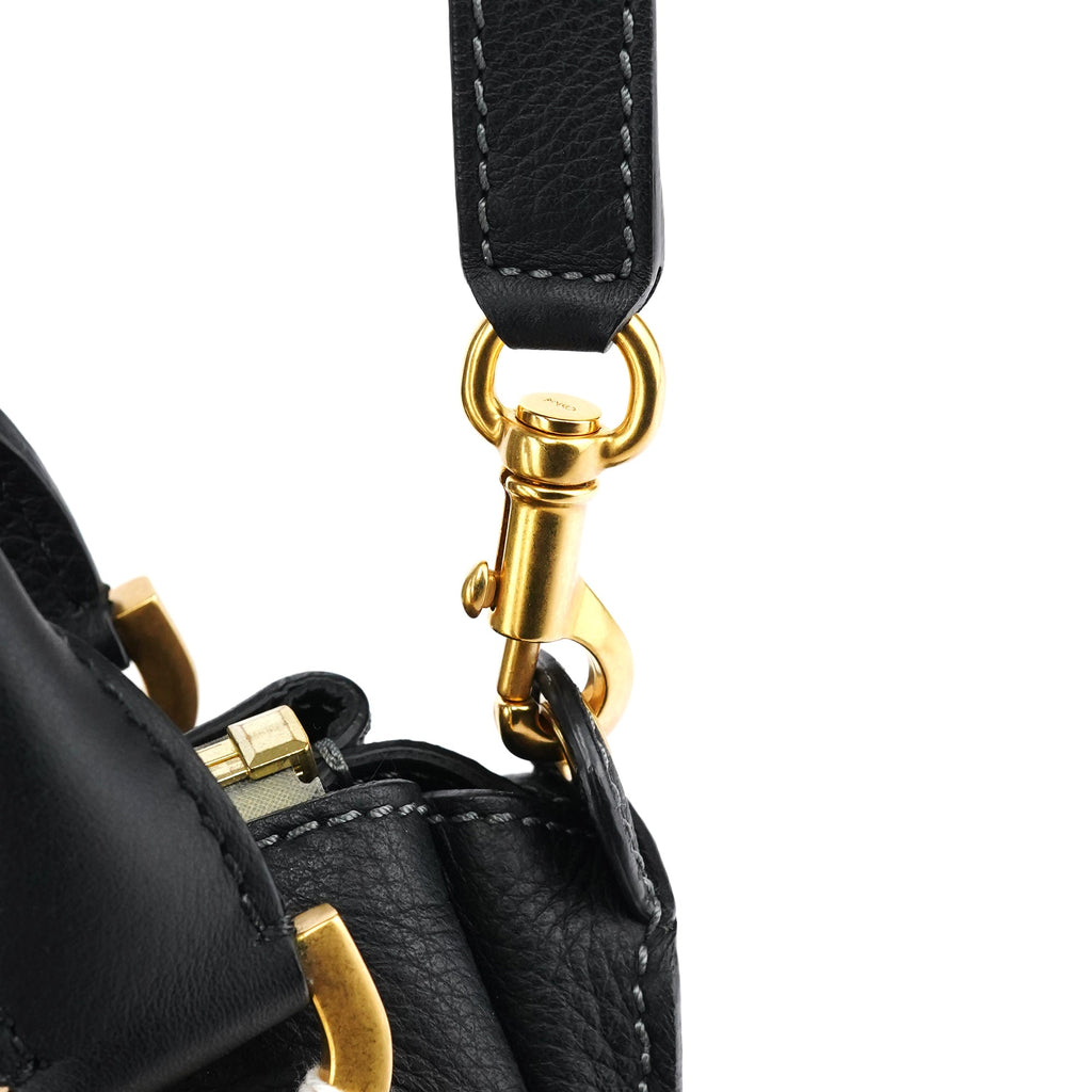 Black Leather Marcie Shoulder Bag