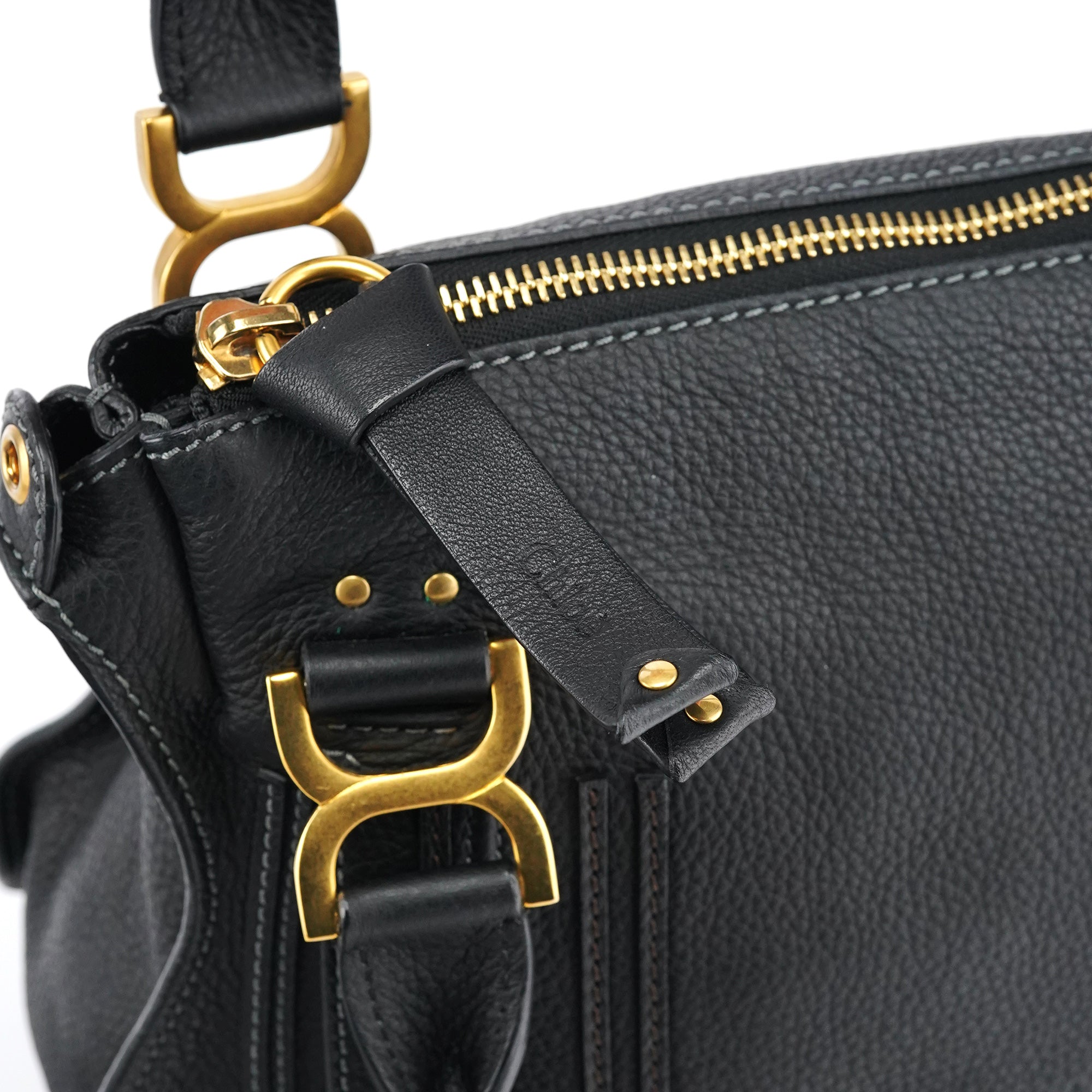 Black Leather Marcie Shoulder Bag