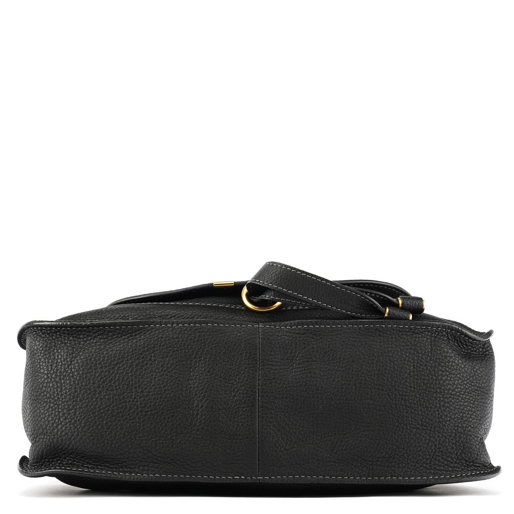 Black Leather Marcie Shoulder Bag