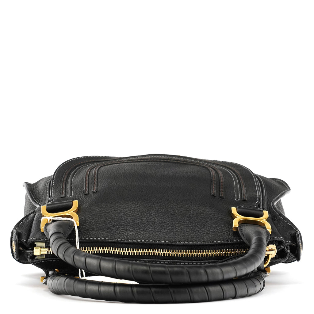 Black Leather Marcie Shoulder Bag