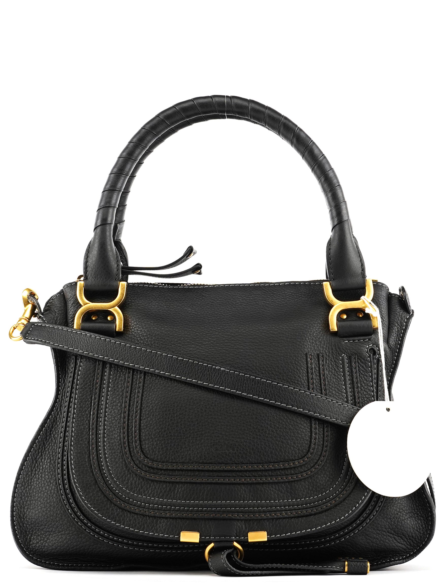 Black Leather Marcie Shoulder Bag