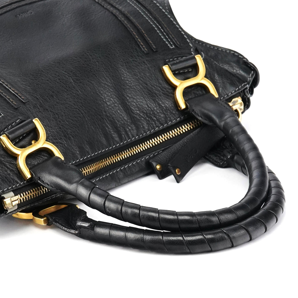 Black Leather Marcie Shoulder Bag