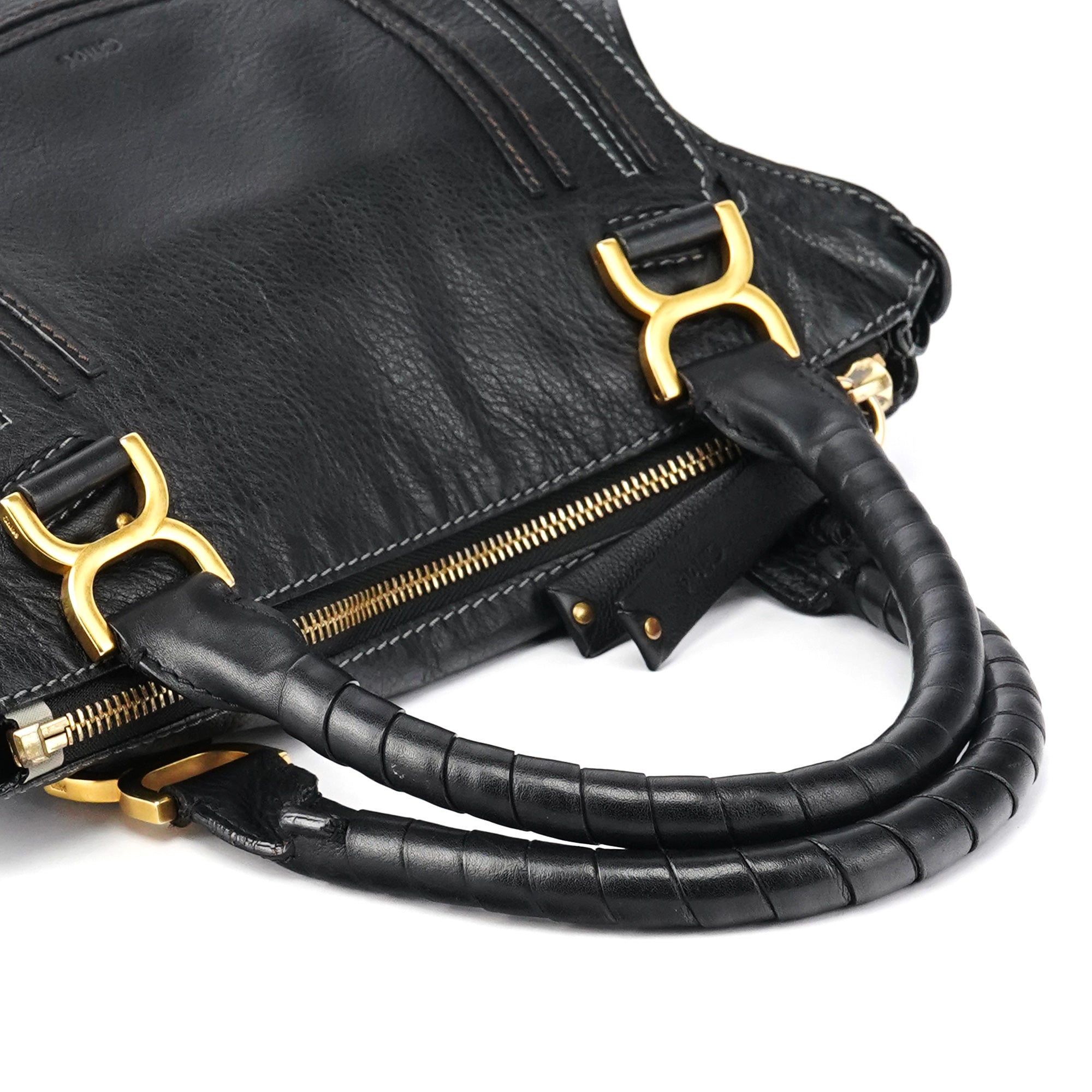 Black Leather Marcie Shoulder Bag