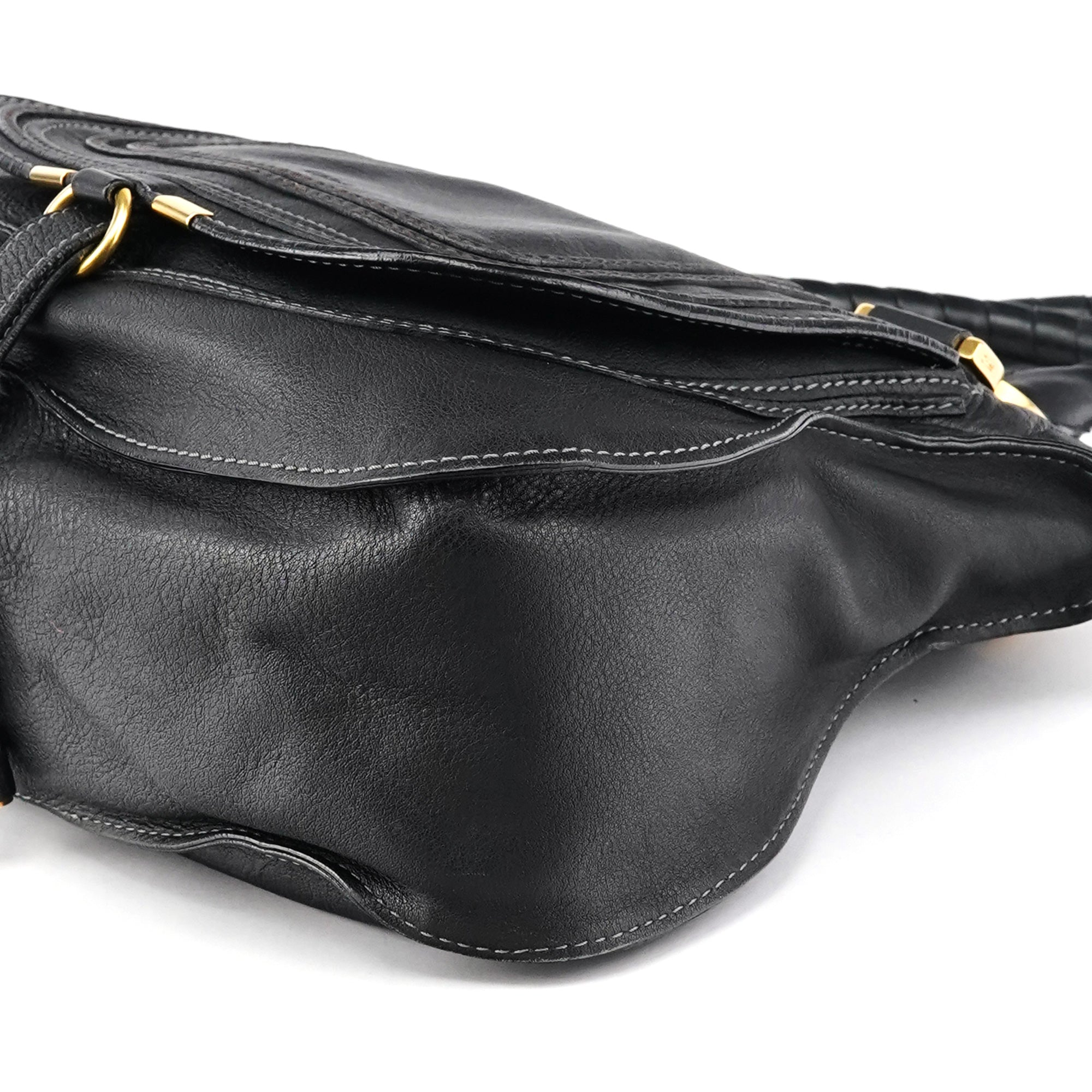 Black Leather Marcie Shoulder Bag
