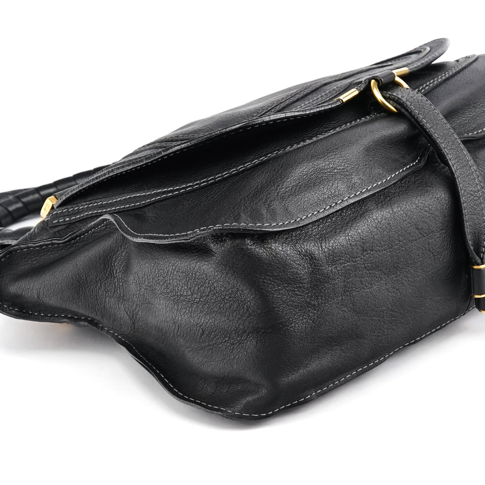 Black Leather Marcie Shoulder Bag