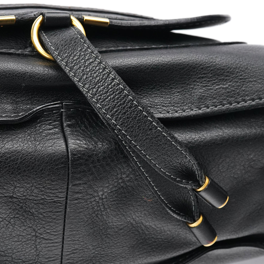 Black Leather Marcie Shoulder Bag