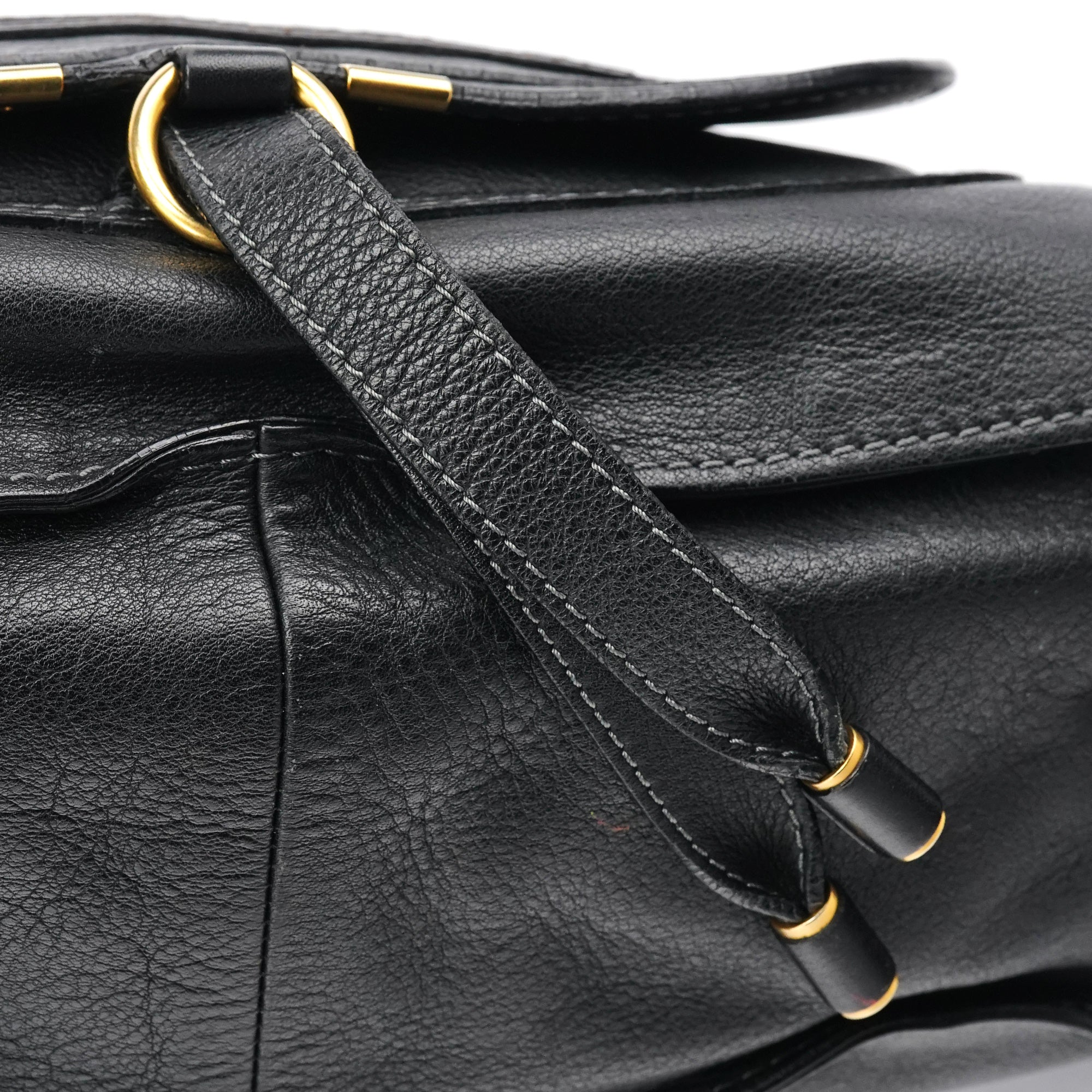 Black Leather Marcie Shoulder Bag