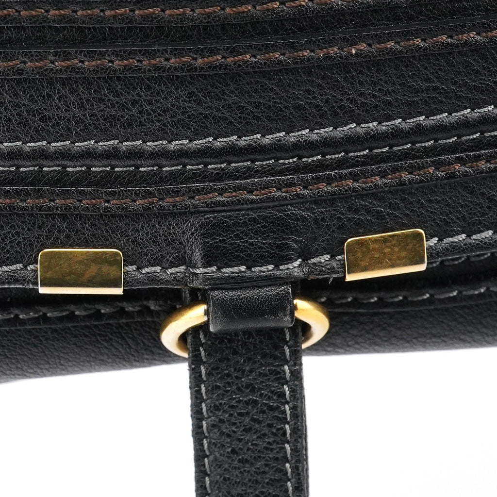 Black Leather Marcie Shoulder Bag