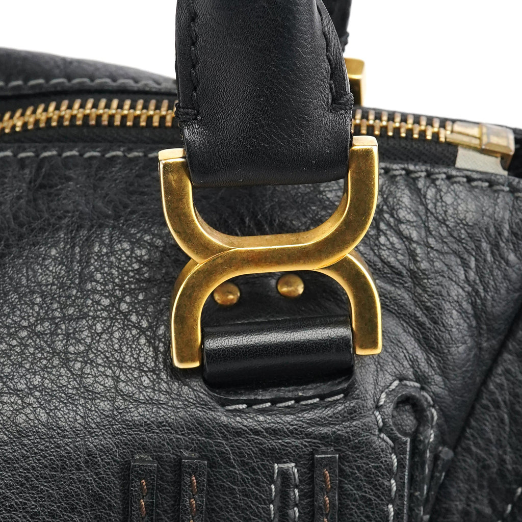 Black Leather Marcie Shoulder Bag